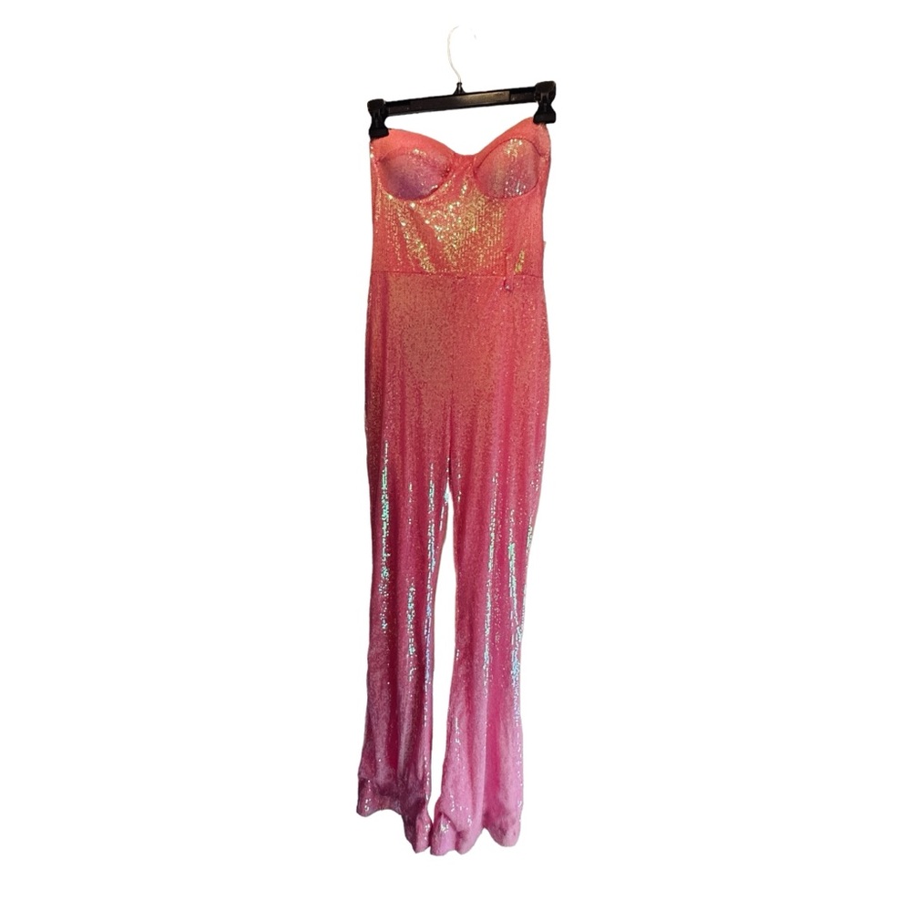 Elegant Pink Strapless Jumpsuit